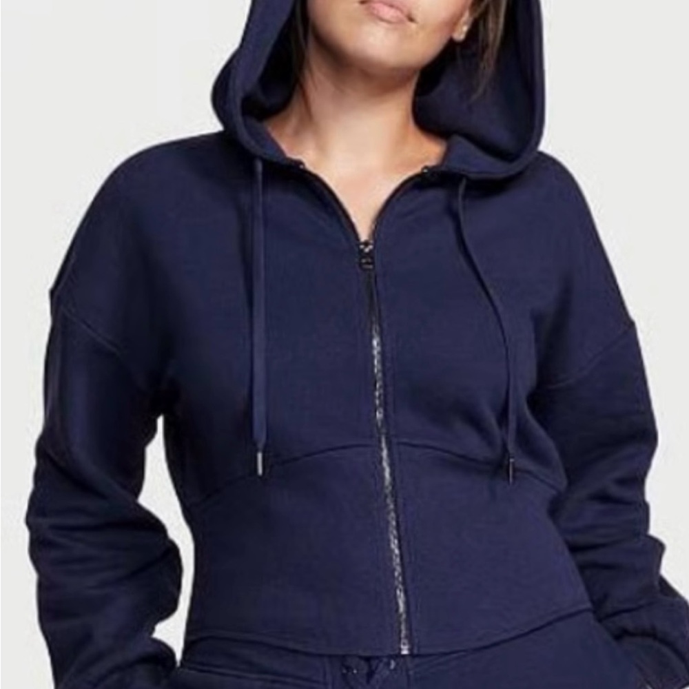 Victoria's Secret NWT Corset Hoodie XL Zip-Up Navy Blue